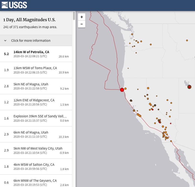 California Ocean Earthquakes